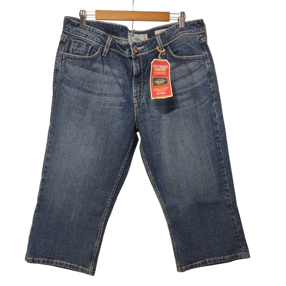 Signature By Levi’s Strauss Womens Blue Denim Capri Jeans Size 16 NWT